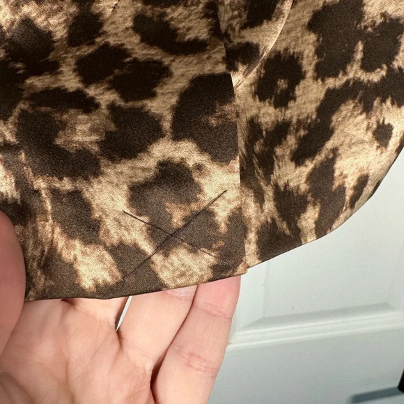Club Monaco Satin Leopard Jackie Skirt Jupe Cocoa Brown Size 4 NWT - Picture 9 of 11